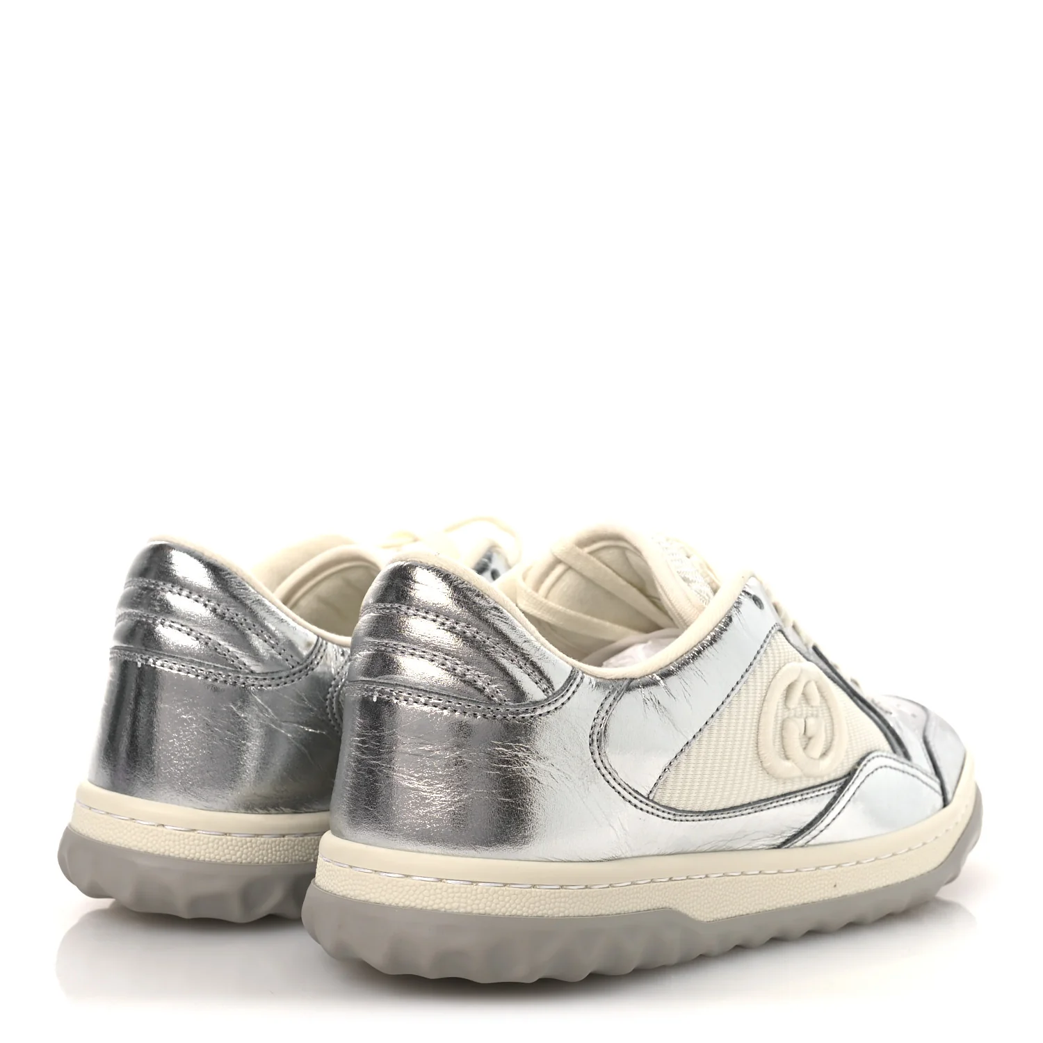Ginza Calfskin MAC80 Womens Sneakers 38.5 Silver Off White