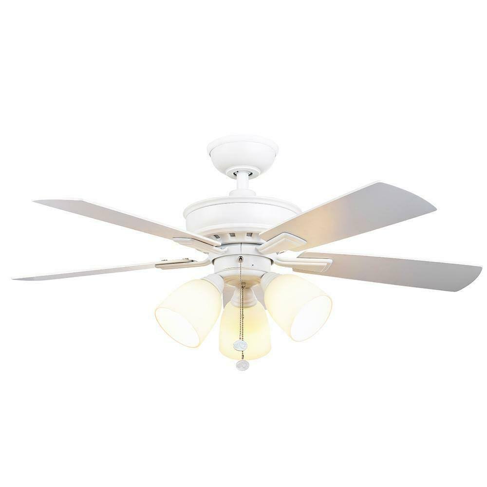 Hampton Bay 68142 Vaurgas 44 in. LED Matte White Ceiling Fan