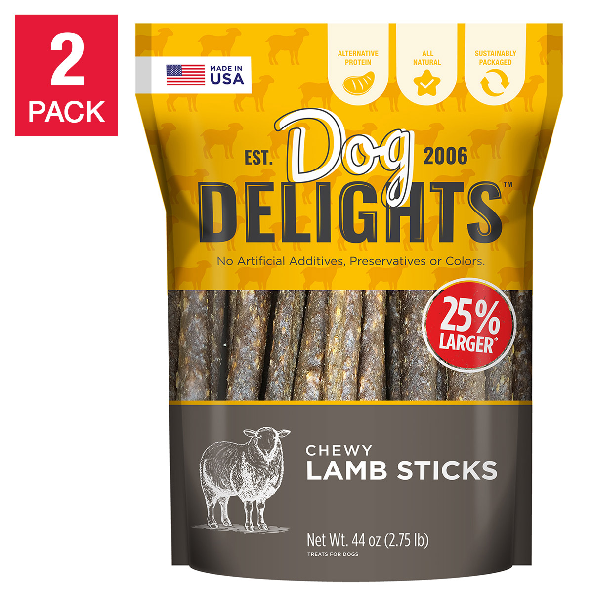Chewy Lamb Sticks 44 oz, 2-pack - Image 2