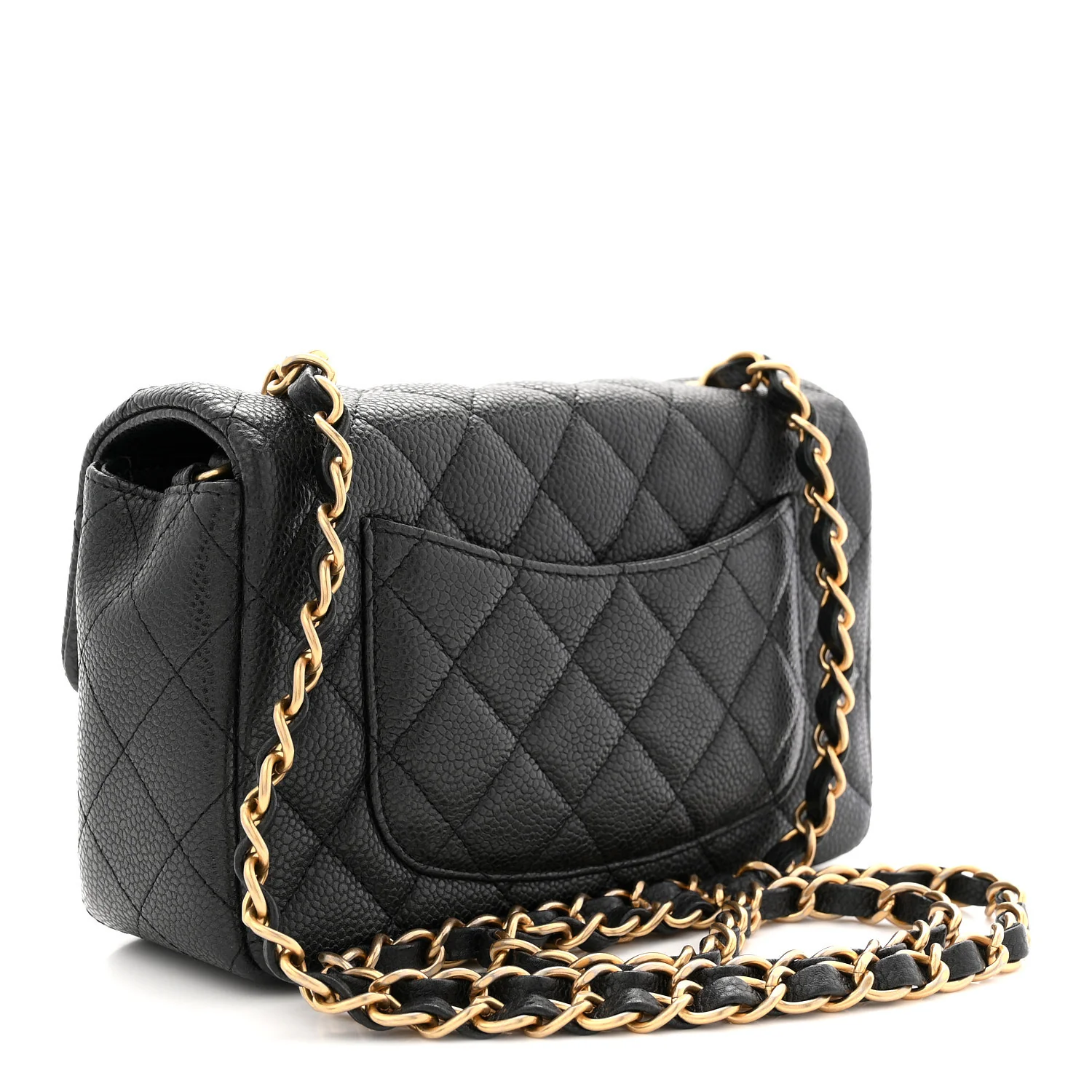 Metallic Caviar Quilted Mini Rectangular Flap Black
