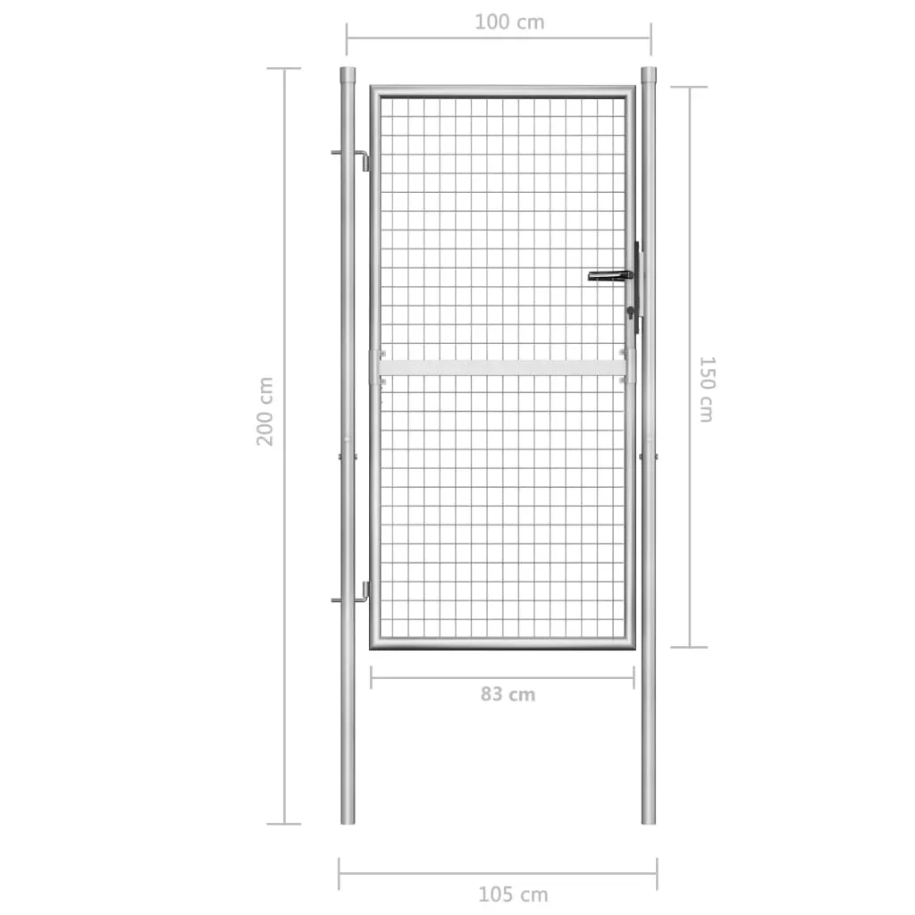 vidaXL Garden Gate Fence Wall Privacy Screen Fence Galvanized Steel Silver