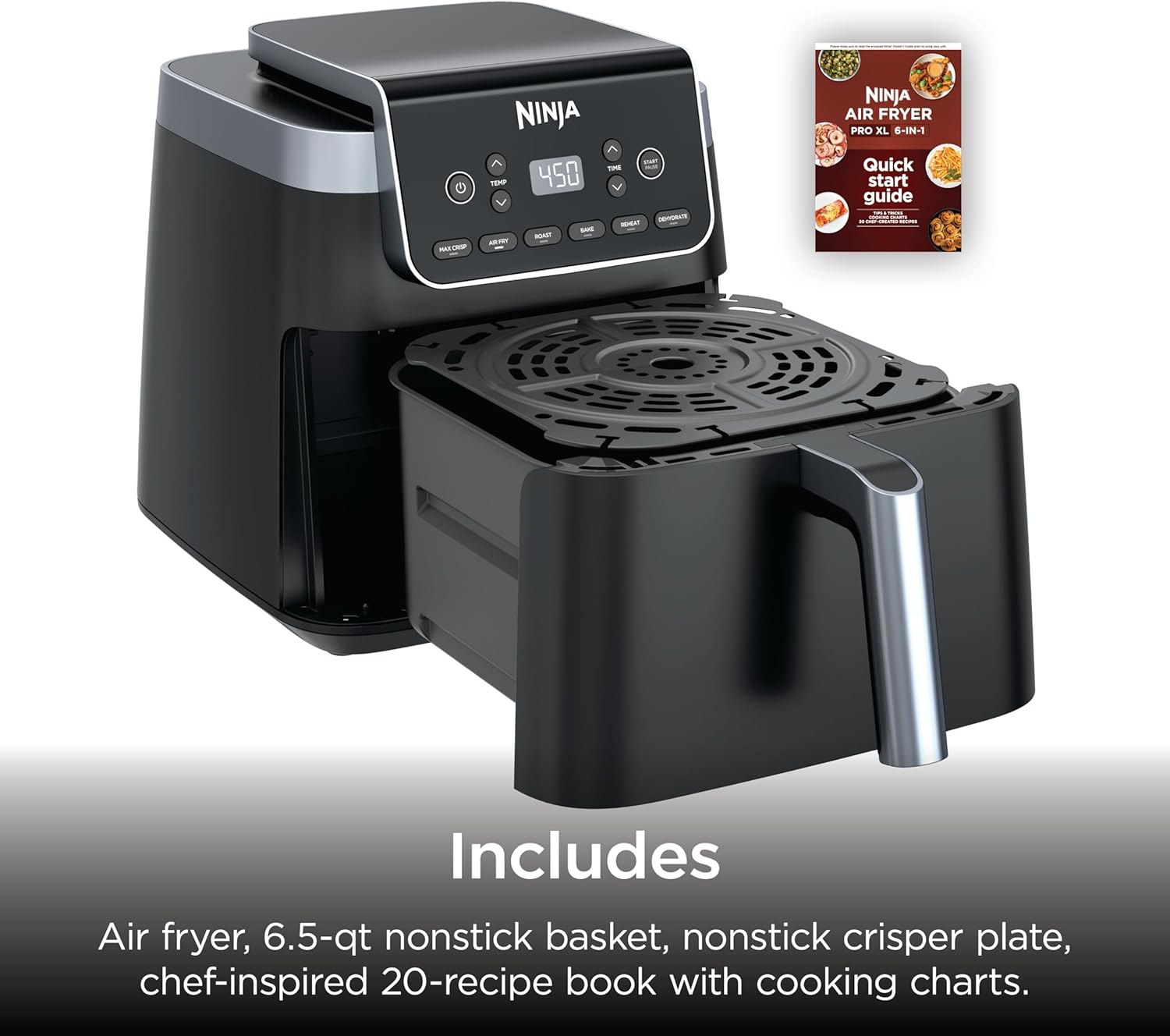 Ninja Air Fryer XL with MaxCrisp, 6.5 Qt, 6-in-1, Grey, AF181