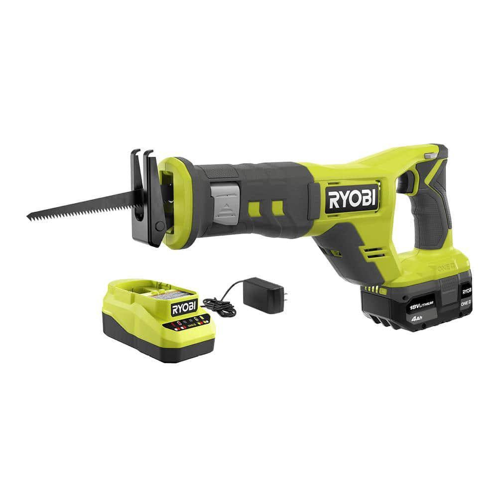 Ryobi PCL515K1 One+ 18V Cordless Reciprocating Saw Kit with 4.0 Ah Battery and Charger