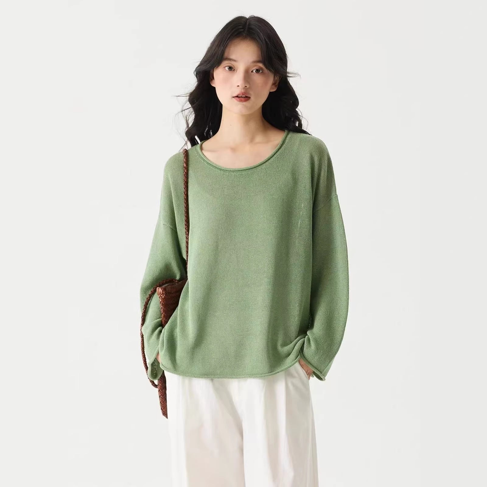 LONGÉ Women's Regenerated Cellulose Blend Knit Long-Sleeve Top