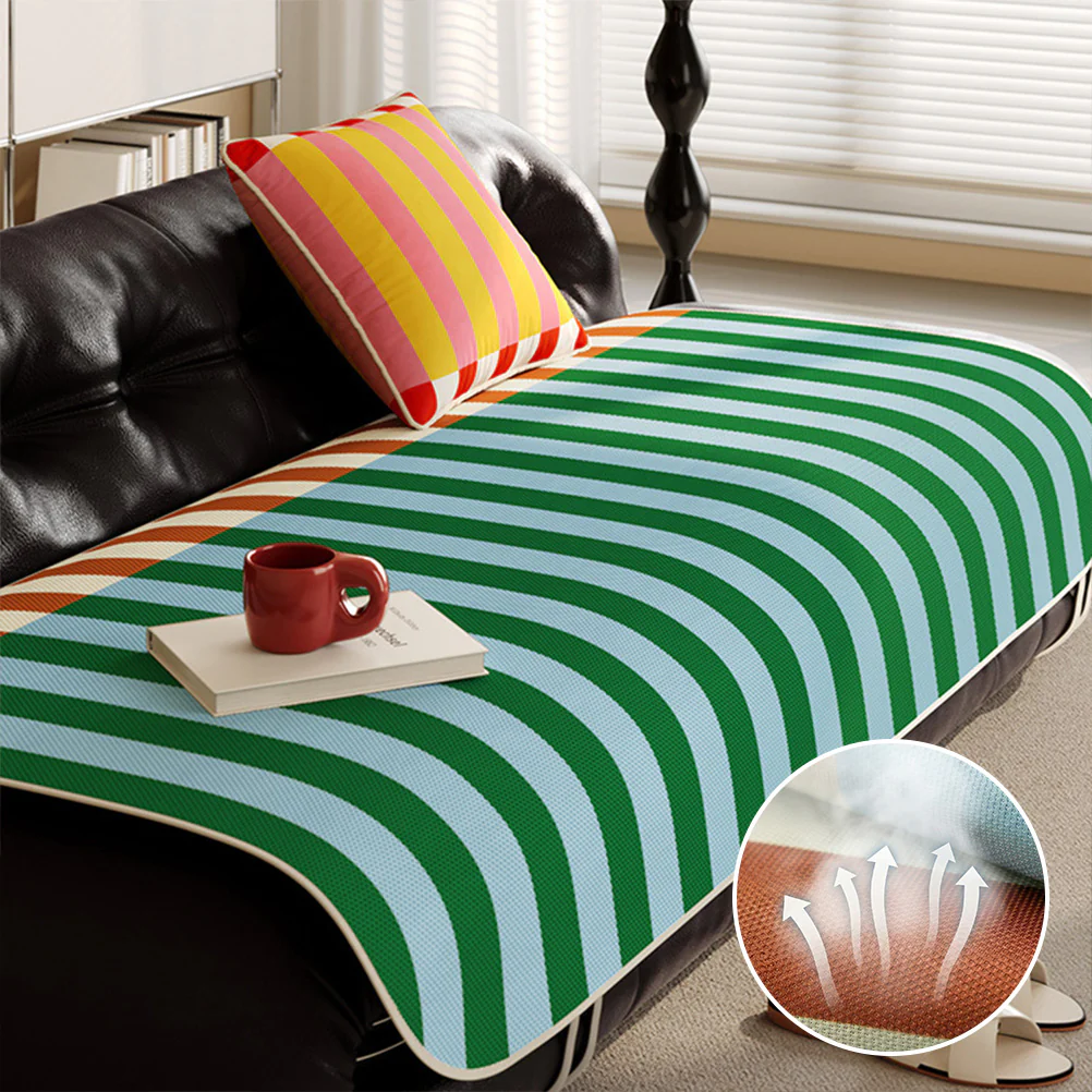 Stylish Striped Ice Silk Breathable Non-Slip Couch Cover