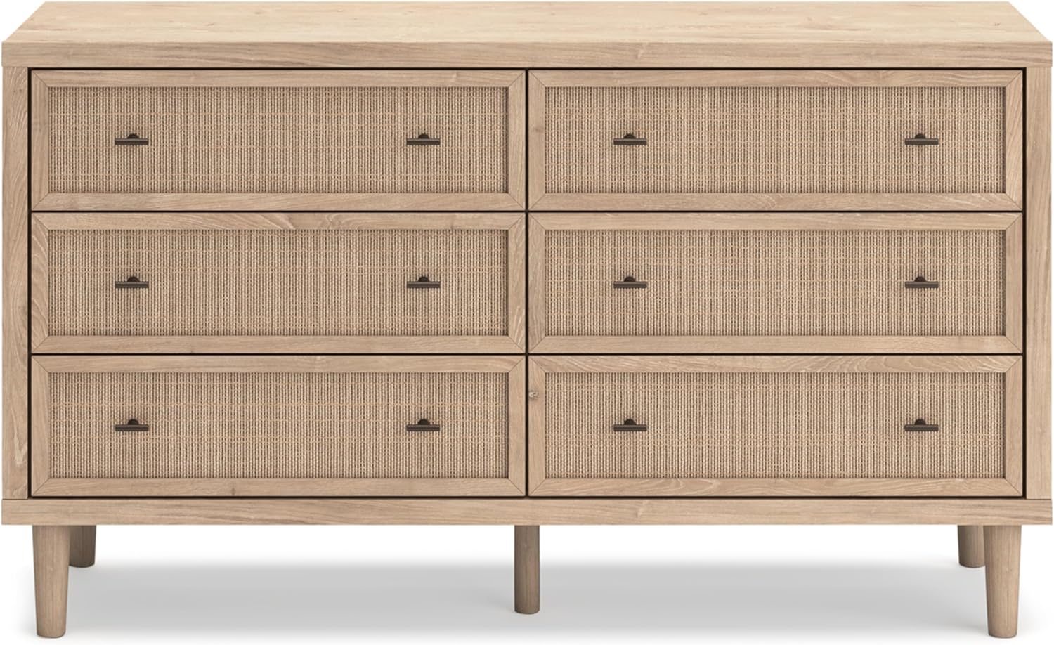 Signature Design by Ashley Cielden Coastal 6-Drawer Dresser, Bronze-Tone Knobs, Safety Stop, Textured Cane Details, 62.01