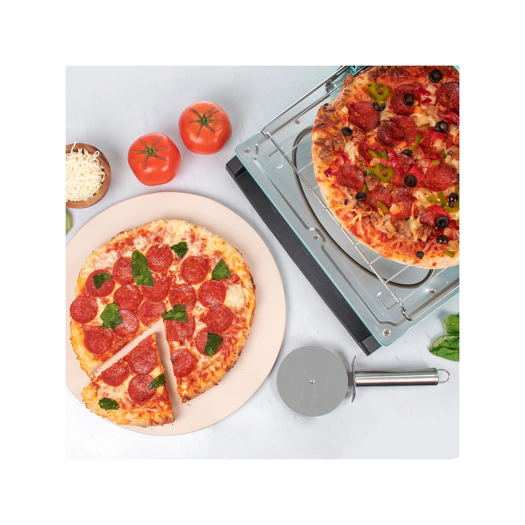 Nostalgia RTOV2AQ Hover Image to Zoom Retro 1500 W Aqua 12 - Slice Convection Toaster Oven with Built - in Timer