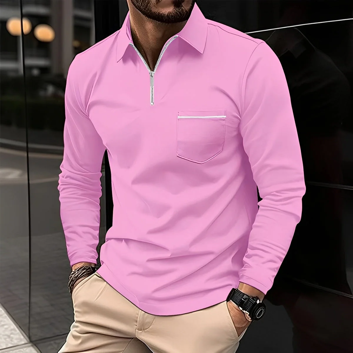 Jackson - Polo à Manches Longues Homme - pour Tenue Décontractée