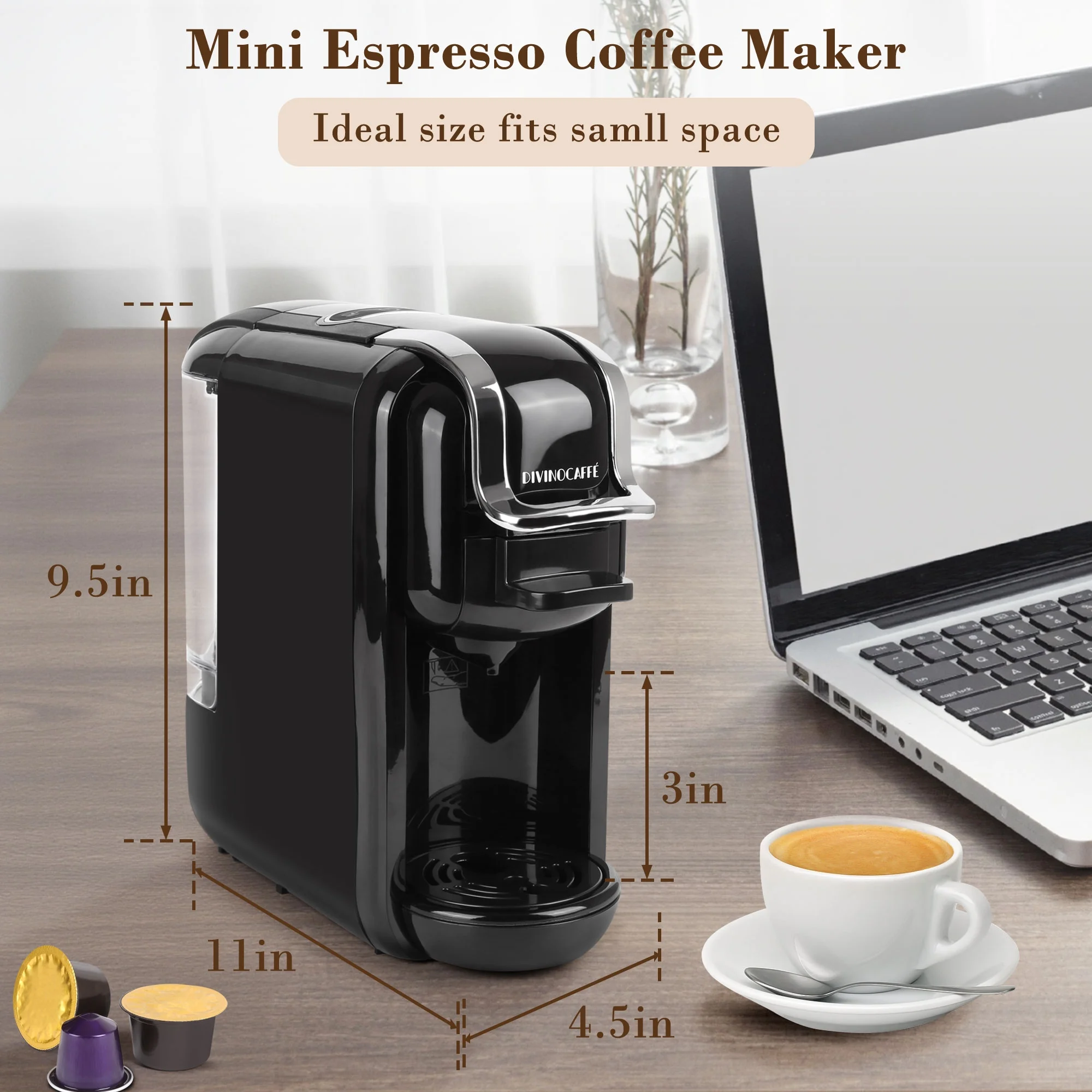 Espresso Maker for Nespresso Capsule, Lavazza Blue Capsule Coffee Powder, 19 Bar Pump Pressure Makes Authentic Espresso Coffee, Mini Espresso Coffee Machines with Removable Water Tank. - Image 7
