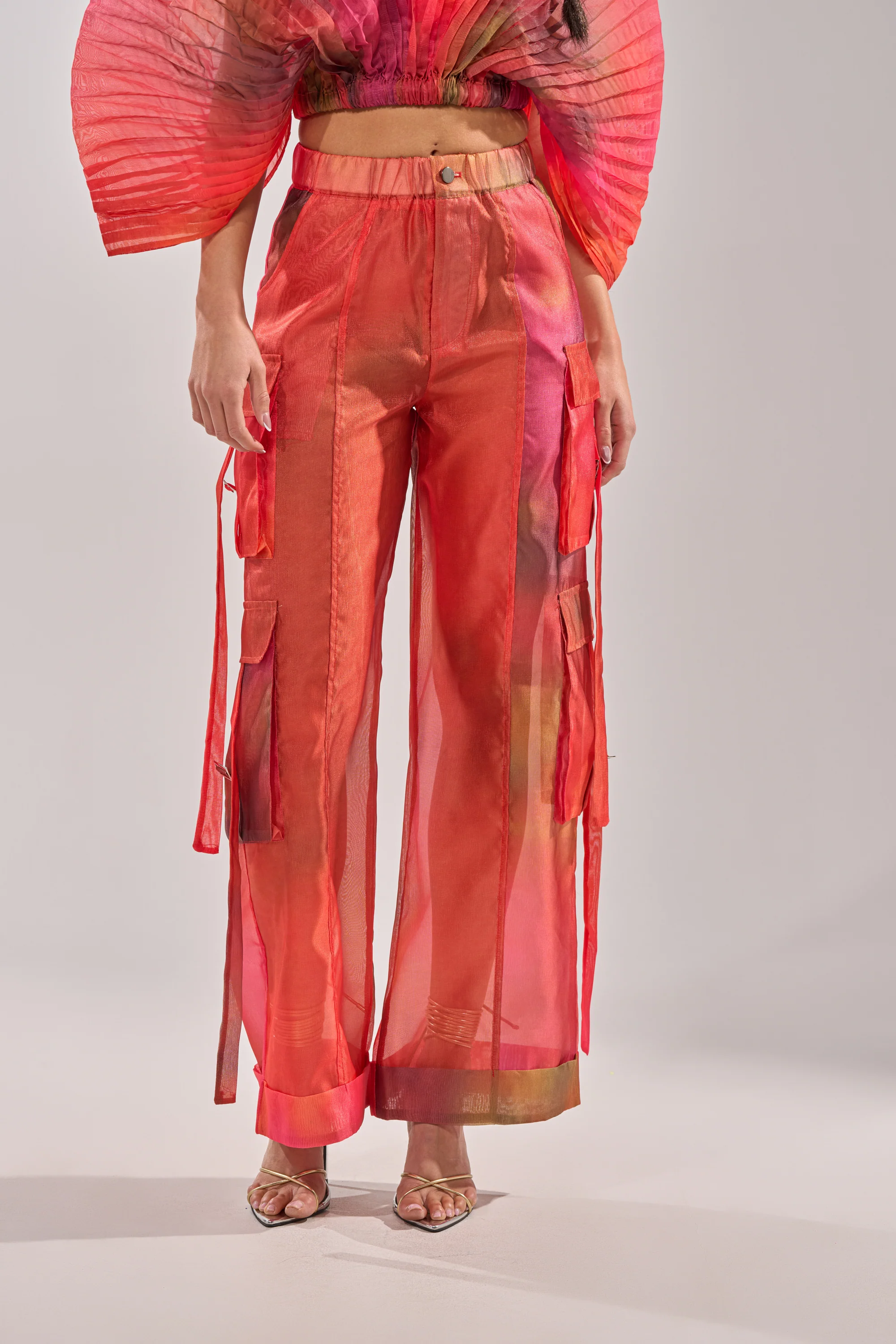 STAINED RED LIGHTWEIGHT CARGO PANT - Akira Store