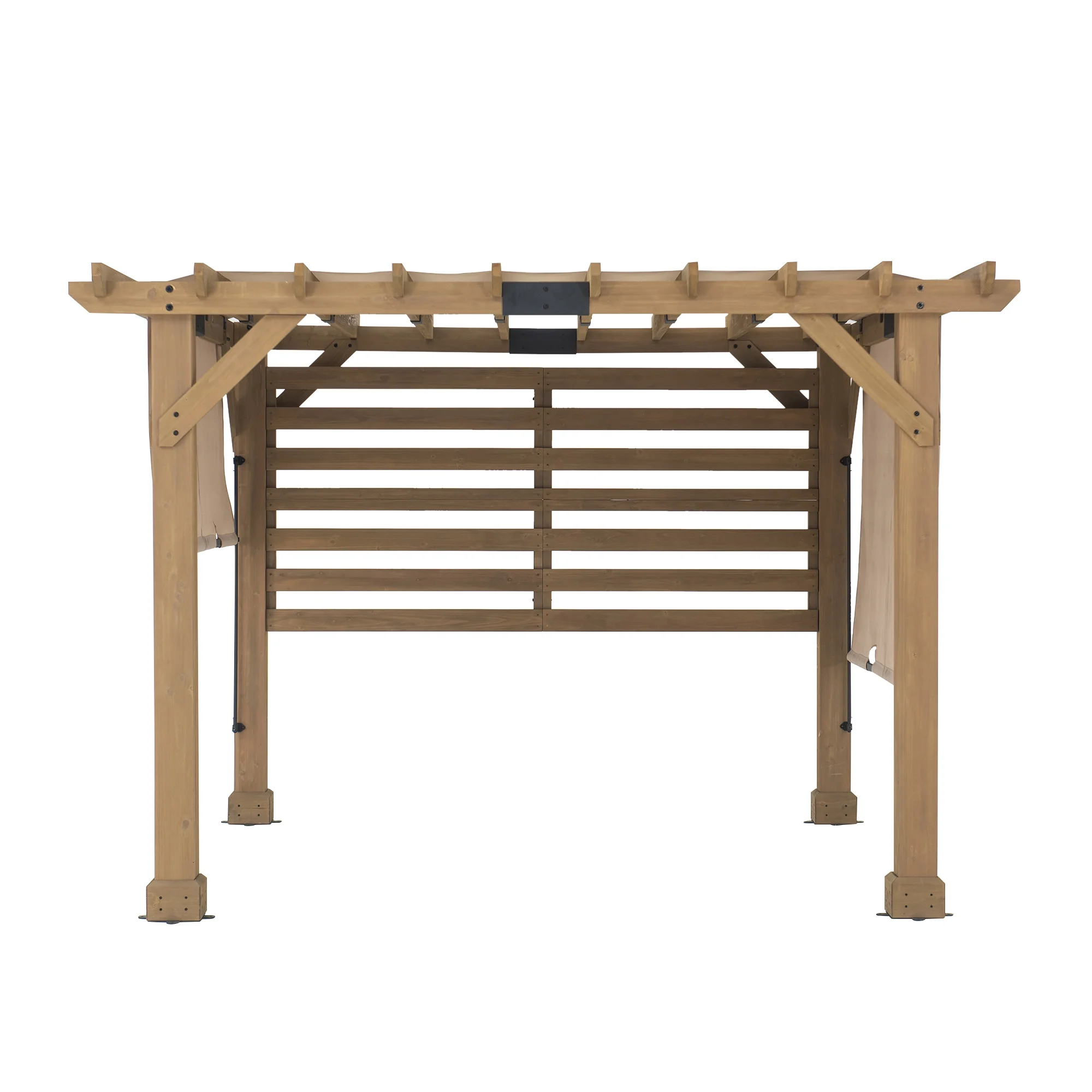 Sunjoy Cedar Pergola 10 x 11 Ft. Wooden Hot Tub Pergola with Adjustable Canopy and Privacy Screen