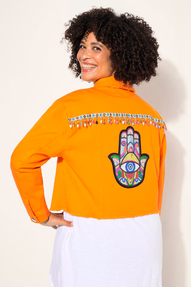 Twill Long Sleeve Embroidered Back Jacket