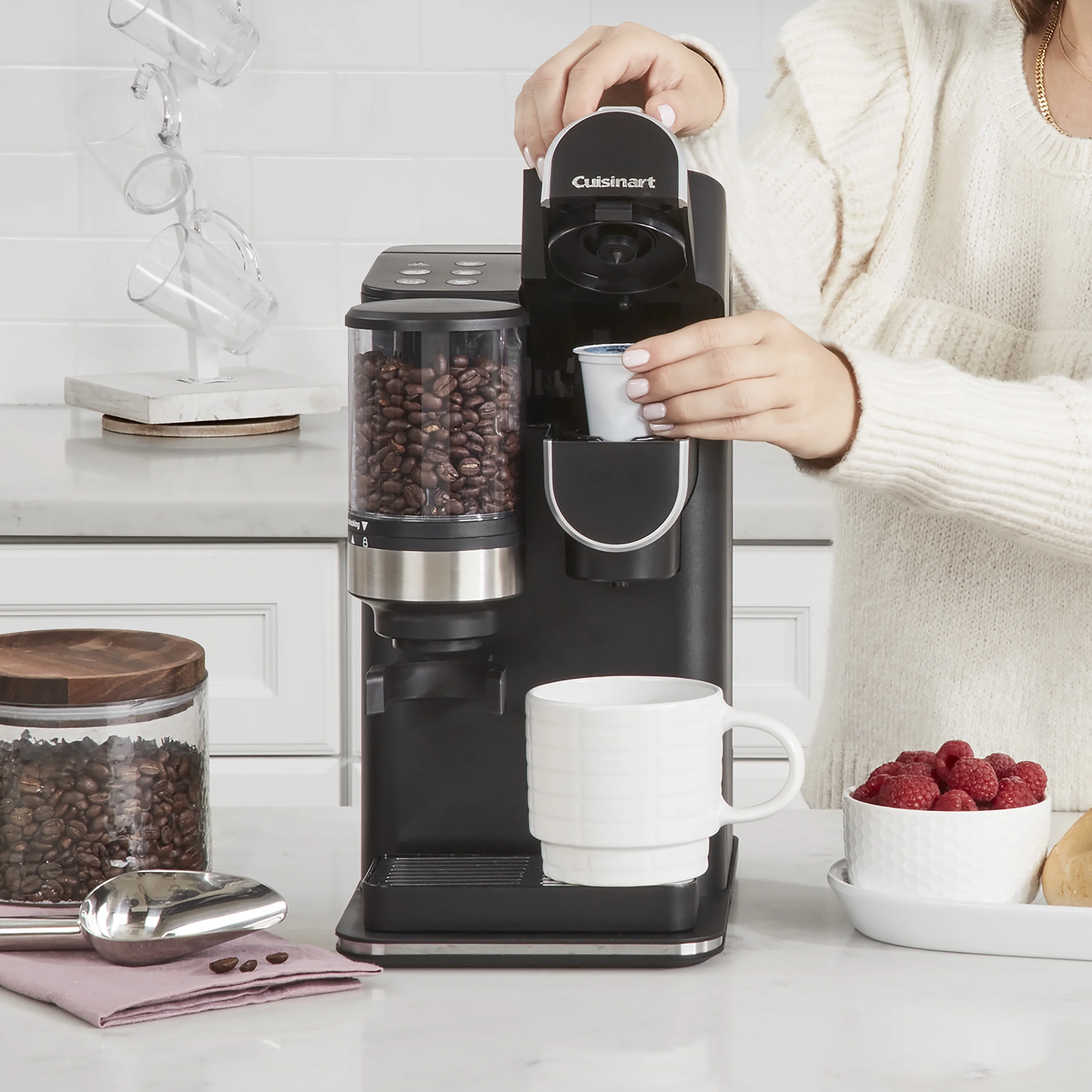 Cuisinart Grind & Brew Classic Black Single Serve Coffee Maker with Built - in Grinder