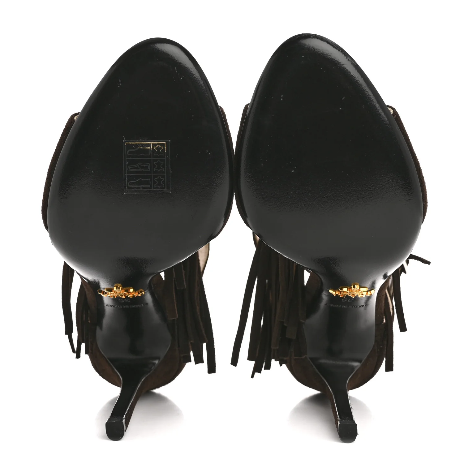 Suede Fringe Peep Toe Sandal 36 Moro