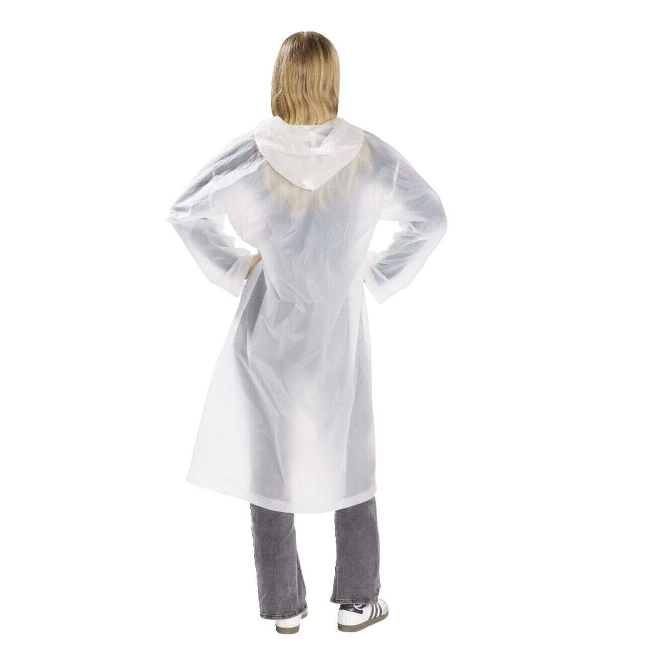 Imperméable adulte veste de pluie longue à pressions transparente Taille unique