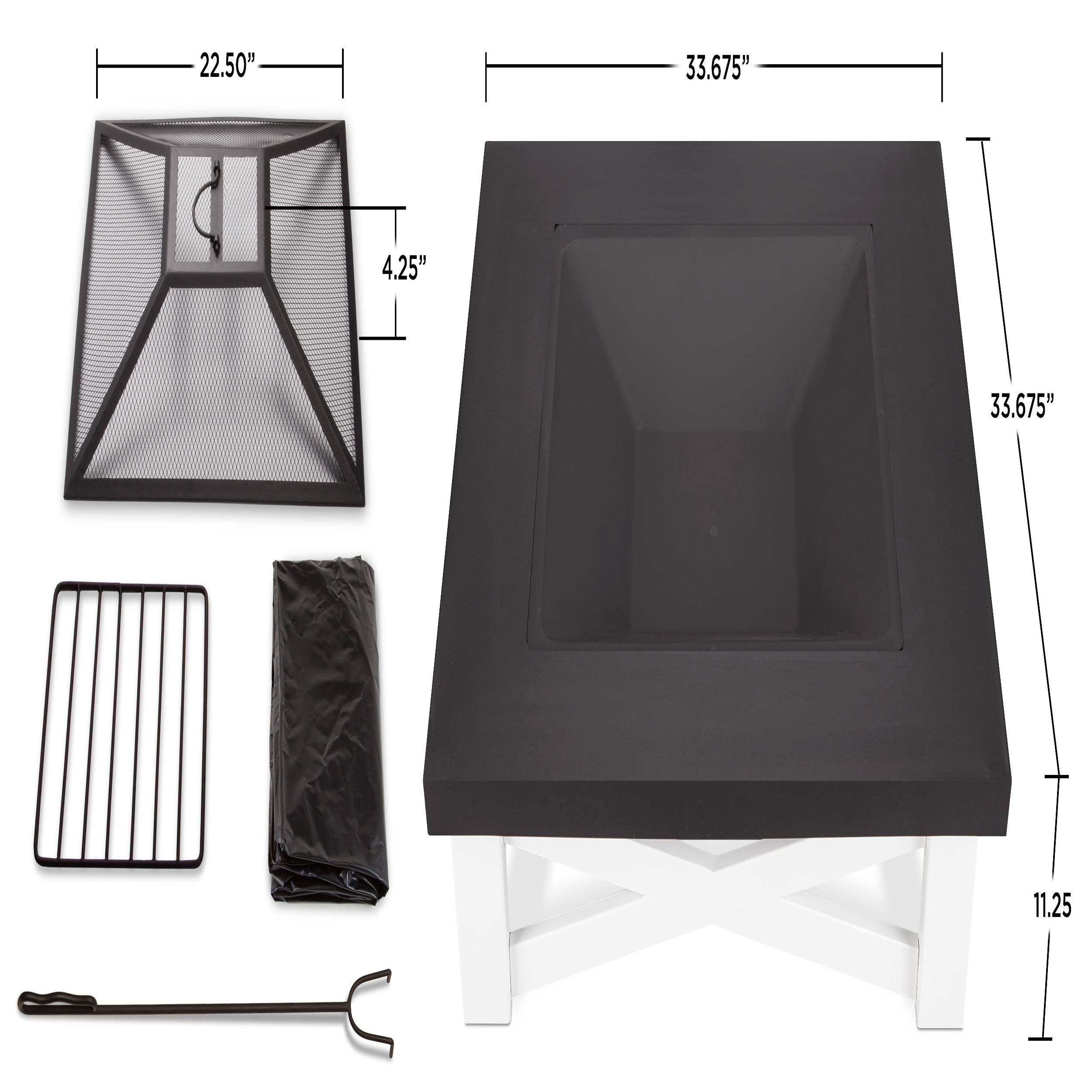 Real Flame Austin Wood-Burning Fire Table, White/Black