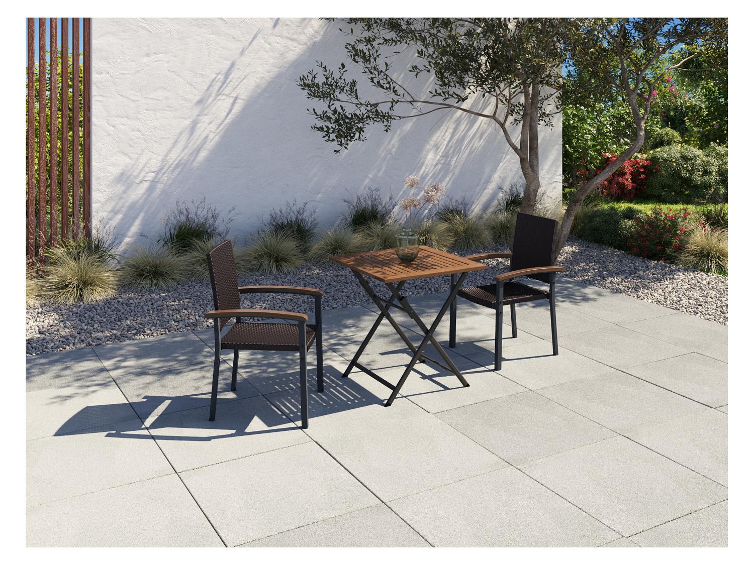 LIVARNO Table de jardin + Lot de 2 fauteuils en rsine tresse Valencia