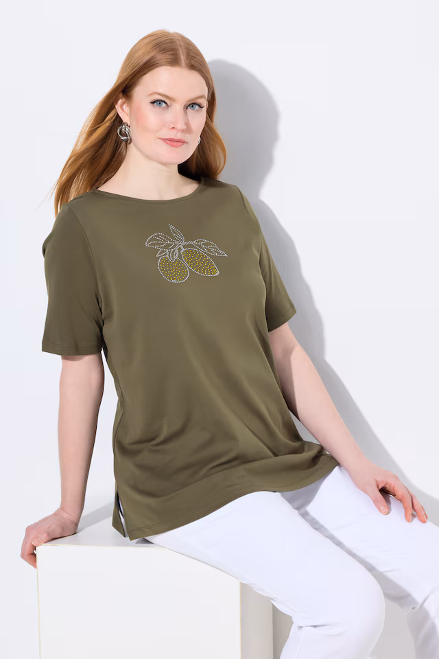 Rhinestone Lemon Boat Neck Tee