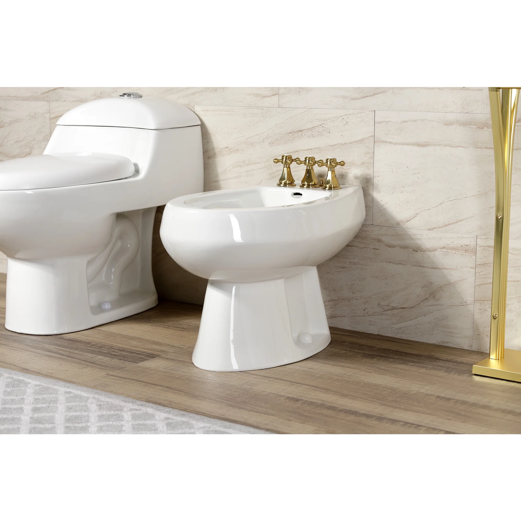 Kingston Brass KB320BX Metropolitan Three-Handle Bidet Faucet with Brass Pop-Up, Matte Black