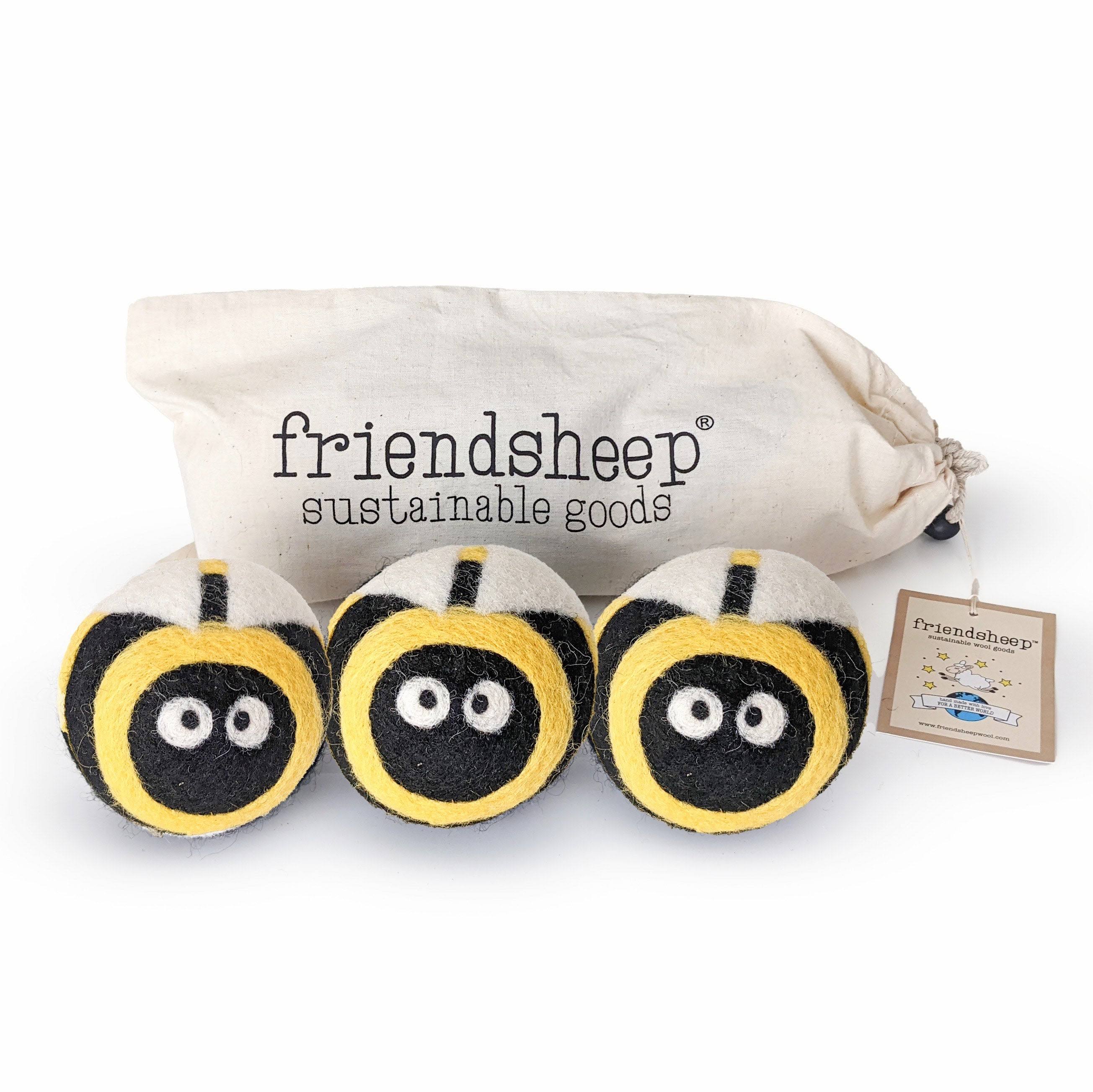 Friendsheep 3-Pack Dryer Balls - 6 Styles, Busy Bees