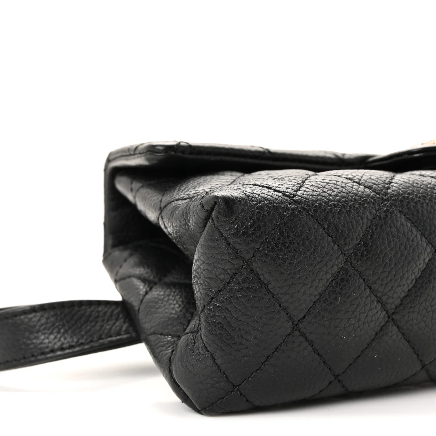Grained Calfskin Quilted 2.55 Reissue Flap Belt Bag Clutch Black