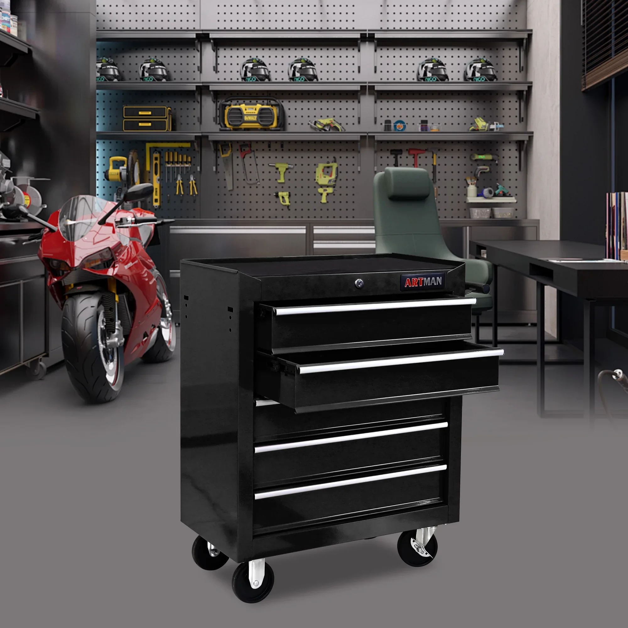 ARTMAN 5 Drawer Rolling Tool Chest, Tool Storage Cabinet  with Wheels and Drawers for Garage Warehouse