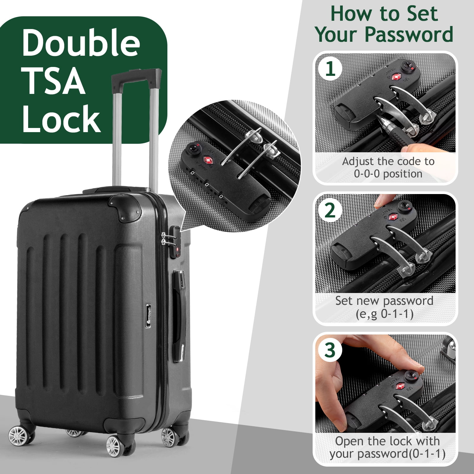 Zimtown Luggage 3 Piece Set Suitcase ABS Hardside Lightweight with TSA Lock Spinner Wheels, Beige