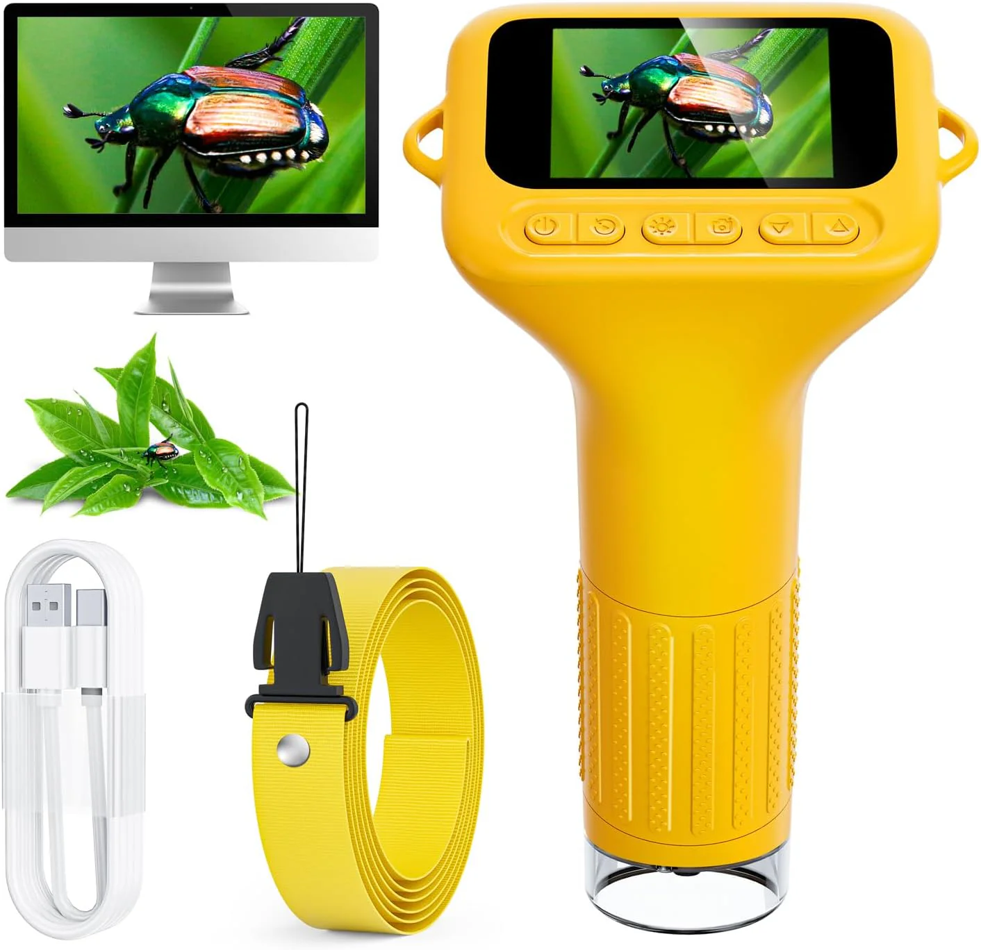 Digital Microscope for Kids with 2 Screen, 1000X Magnification & HD Camera, Portable Science Toy for Ages 4-12