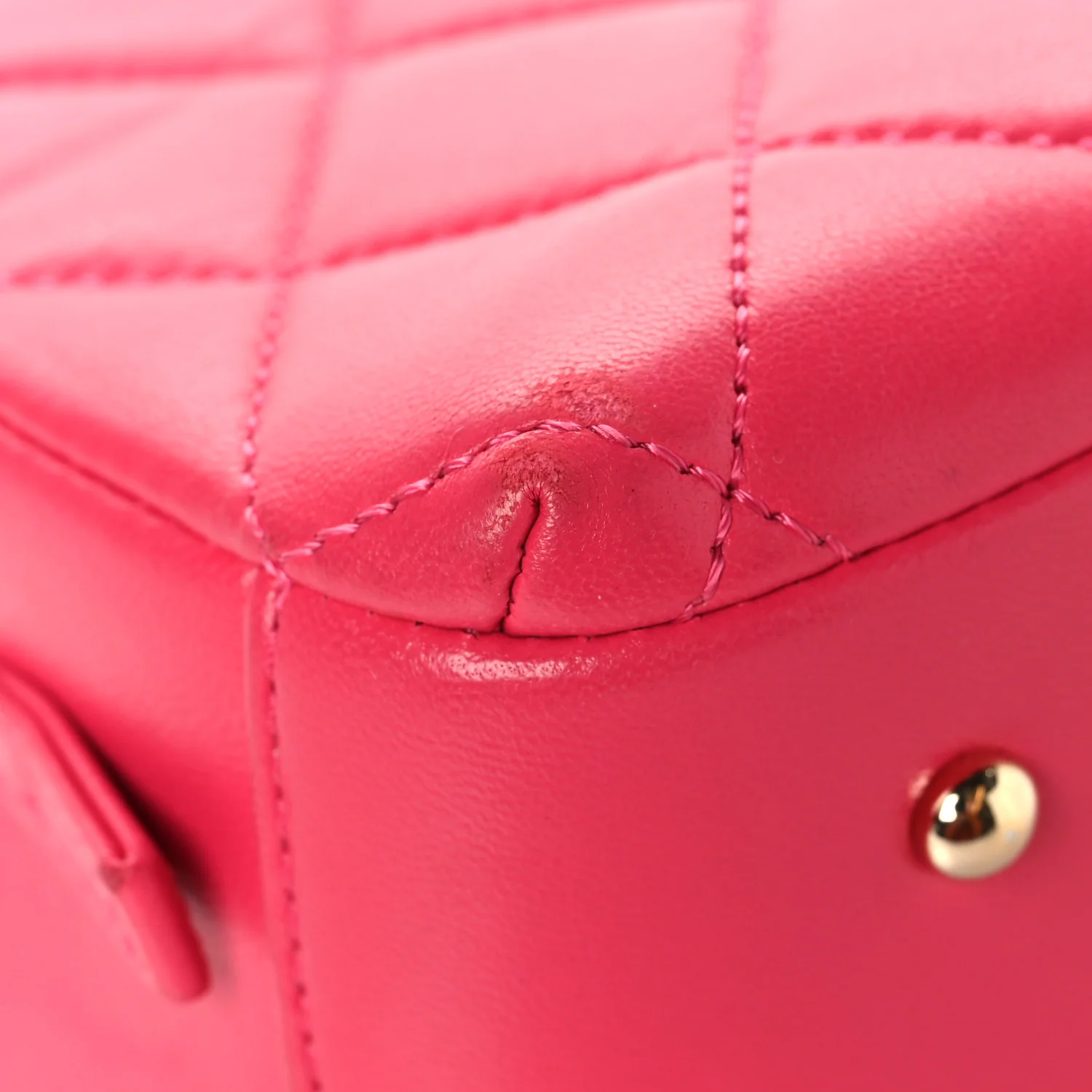 Lambskin Quilted Small Trendy CC Bowling Bag Pink