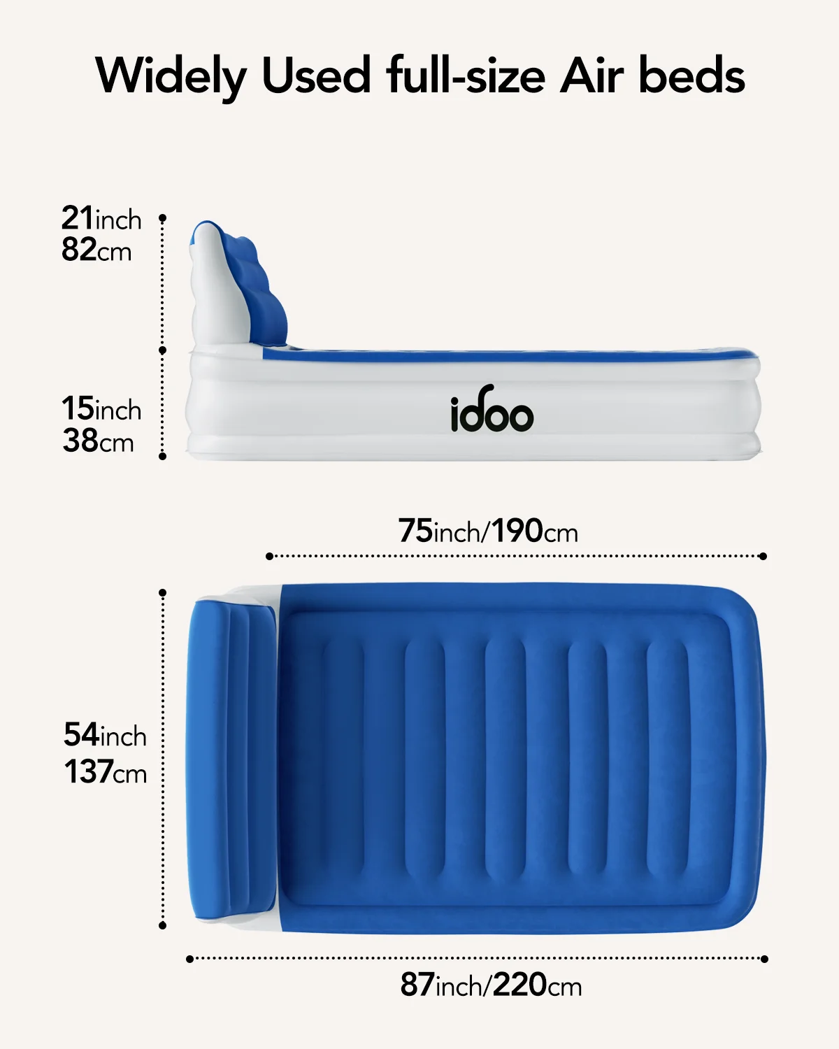 Full Headboard Air Mattress, 15" Inflatable Bed with Built-in Pump, 700lbs Max - Image 8
