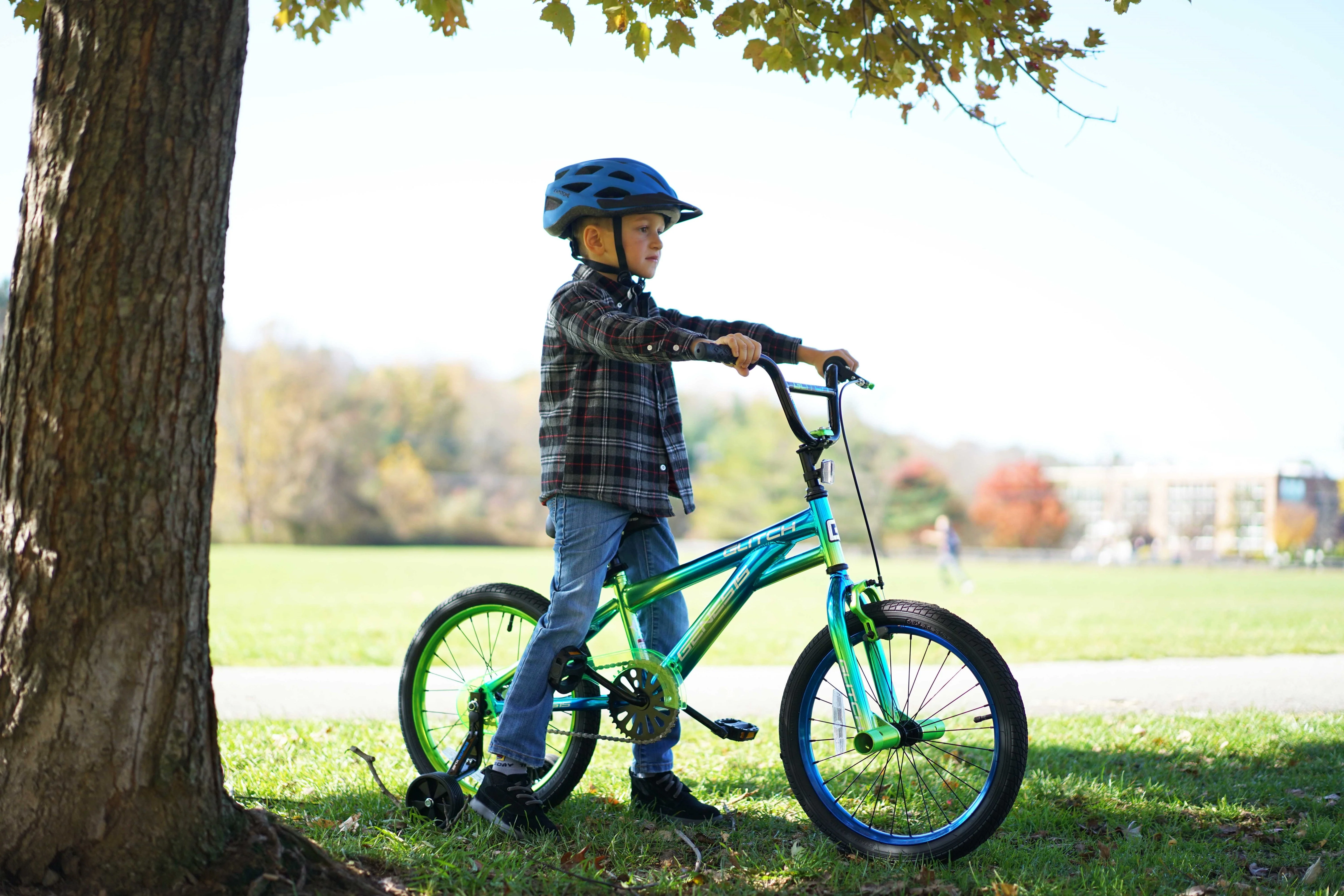 18" Glitch Boy's BMX Bike, Blue/Green - Image 8