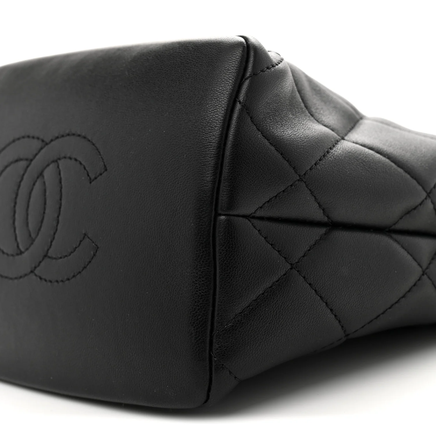 Lambskin Quilted Crystal Small CC Chain Hobo Black