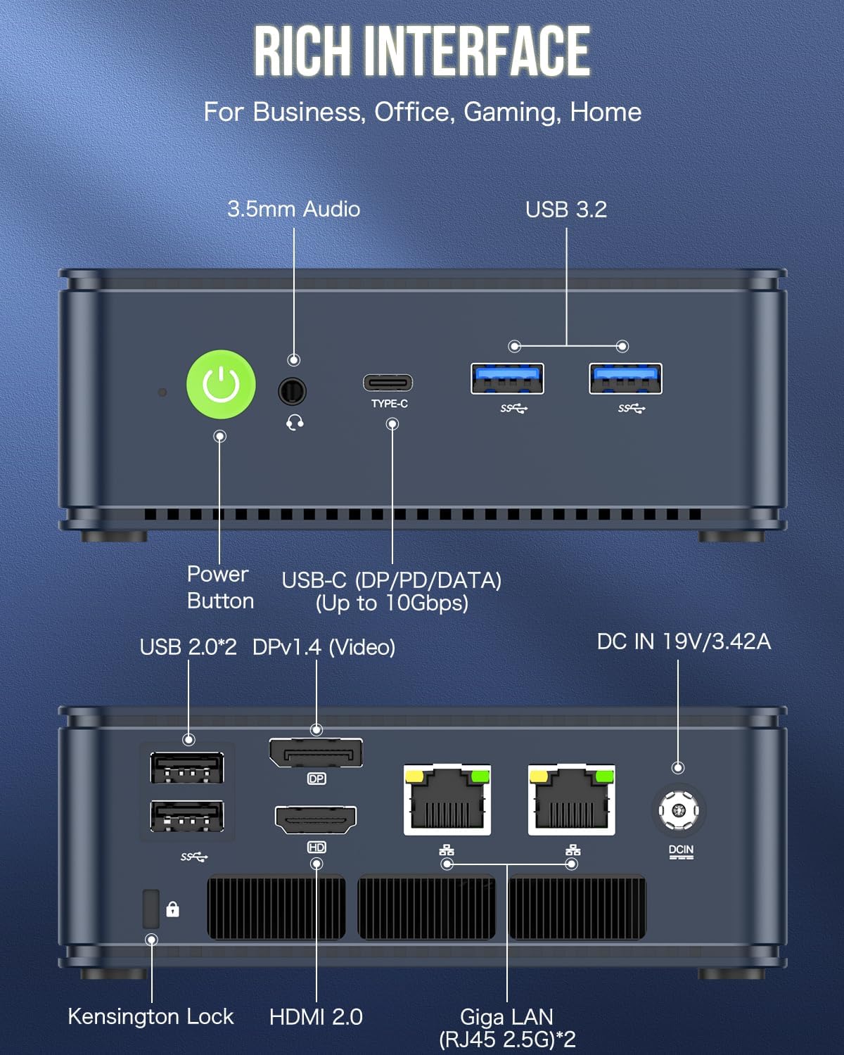 GMKtec M5 Plus Gaming Mini PC Ryzen 7 5825U (Upgraded 7430U)  32GB RAM 1TB SSD Dual NIC LAN 2.5GbE Desktop Computers Office Home  Triple 4K Display  WiFi 6E  USB3.2  USB-C  BT 5.2  DP  HDMI