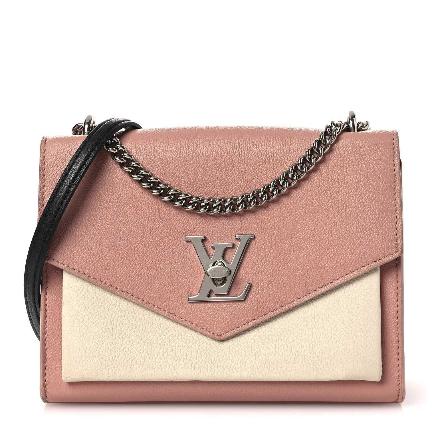 Soft Calfskin My Lockme Chain Bag BB Rose Boudoir Creme