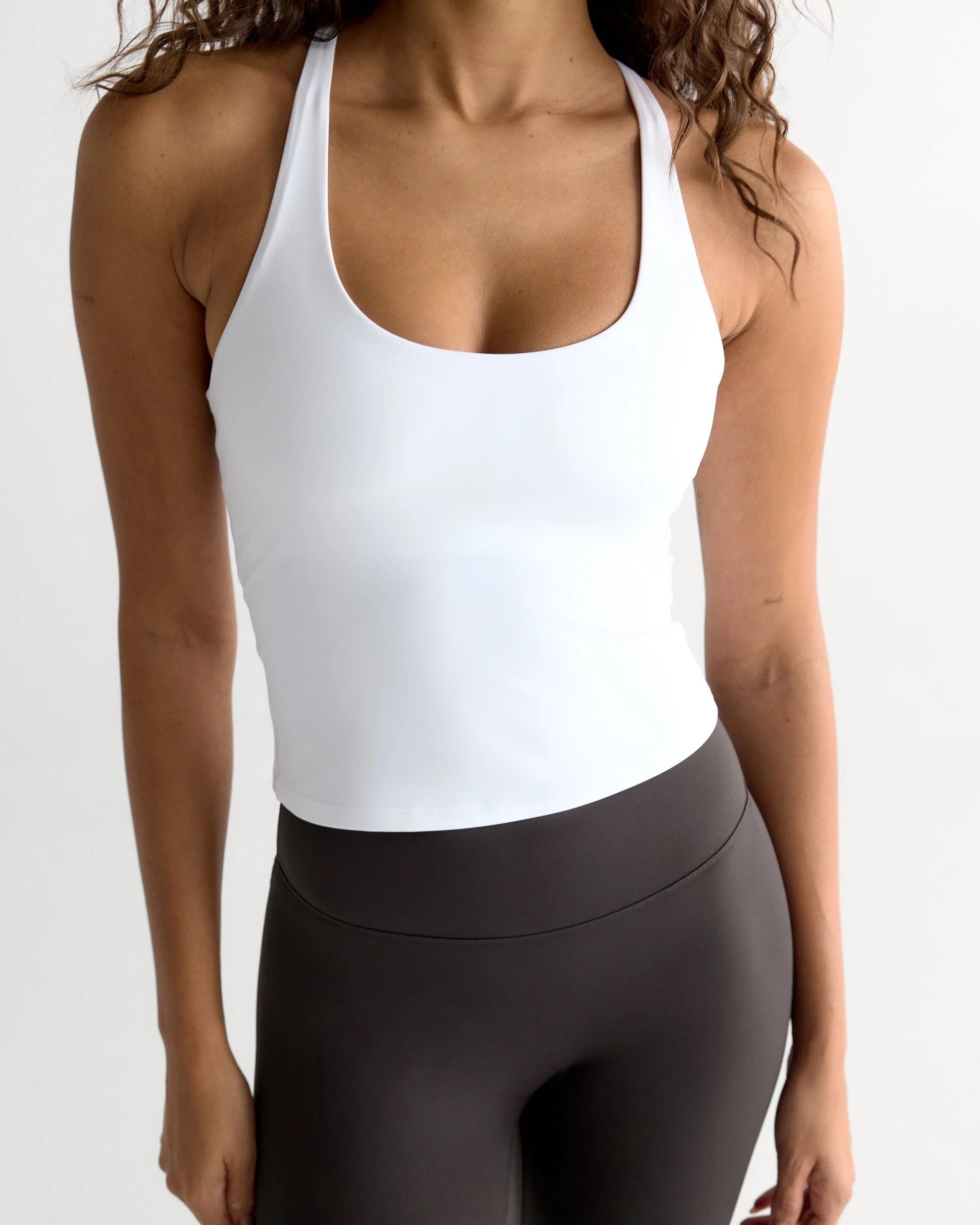 Ultimate Narrow Racer Back Tank - White