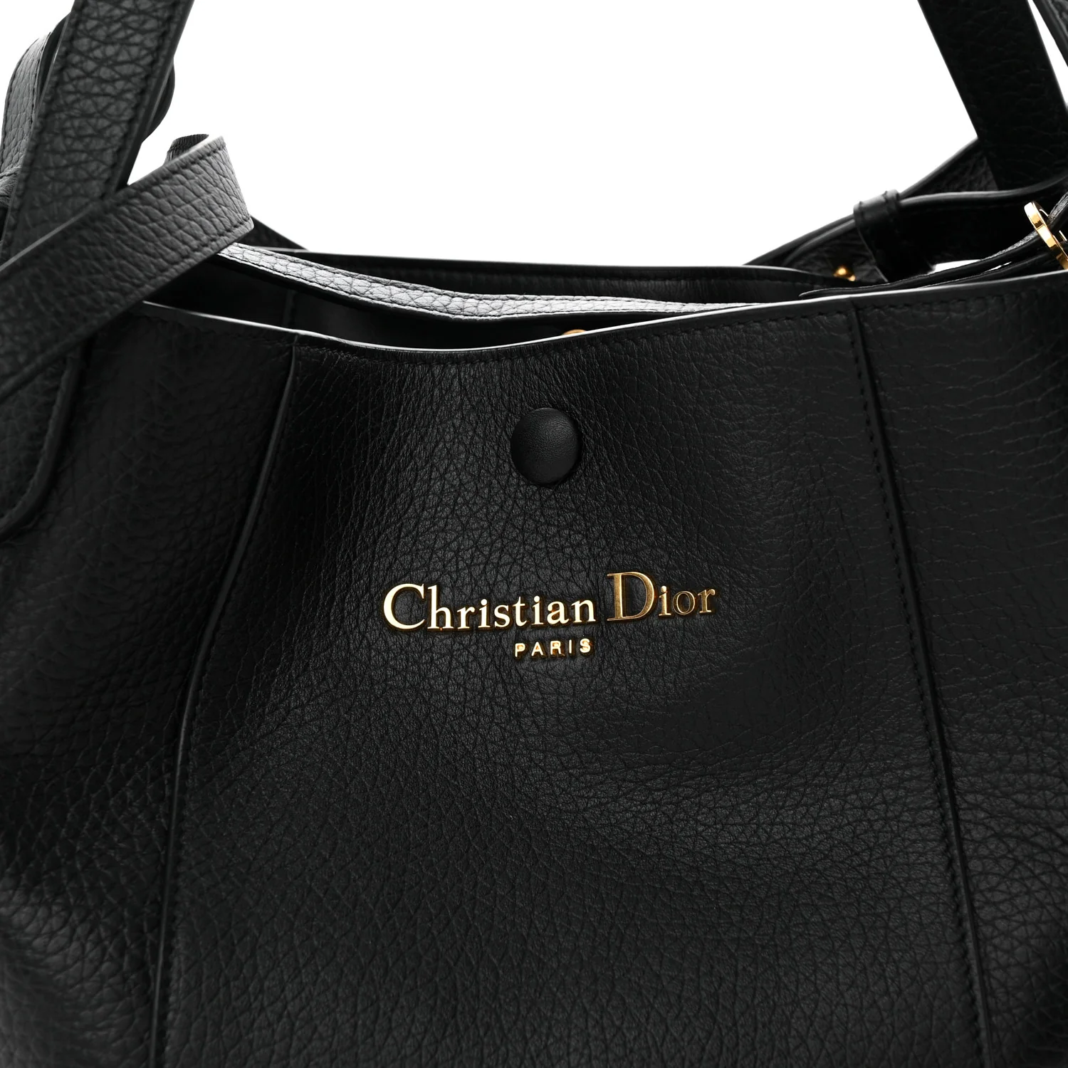 Calfskin Medium Signature Bucket Bag Black