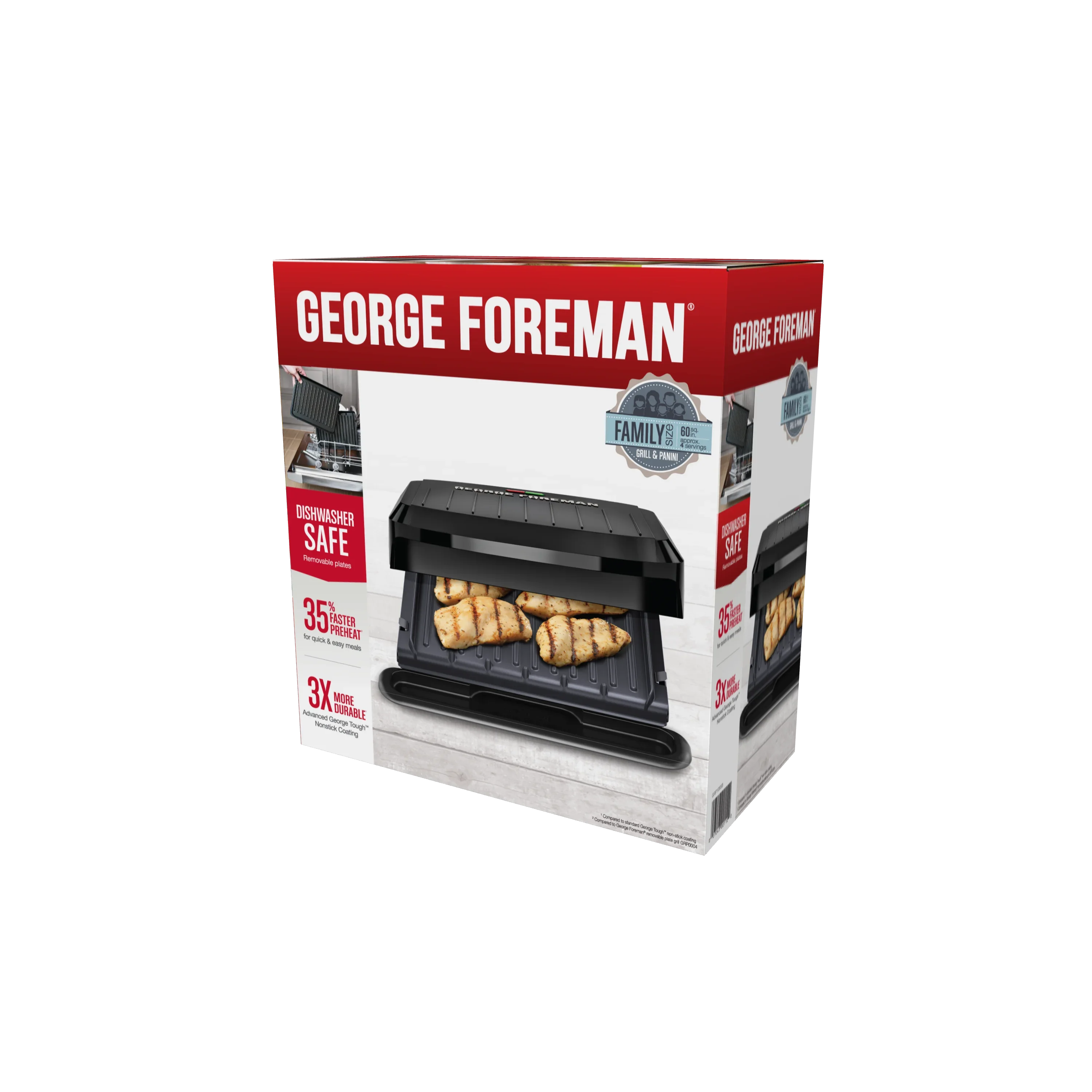 Foreman 4-Serving Removable Plate Grill and Panini, Black, GRP1065B