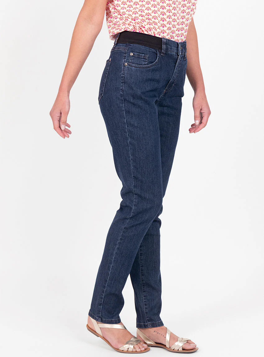 Jean femme en coton bleu indigo