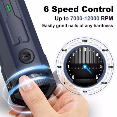Casfuy Upgraded Quiet 6 Speed Electric Dog & Cat Nail Grinder with 2 LED Lights