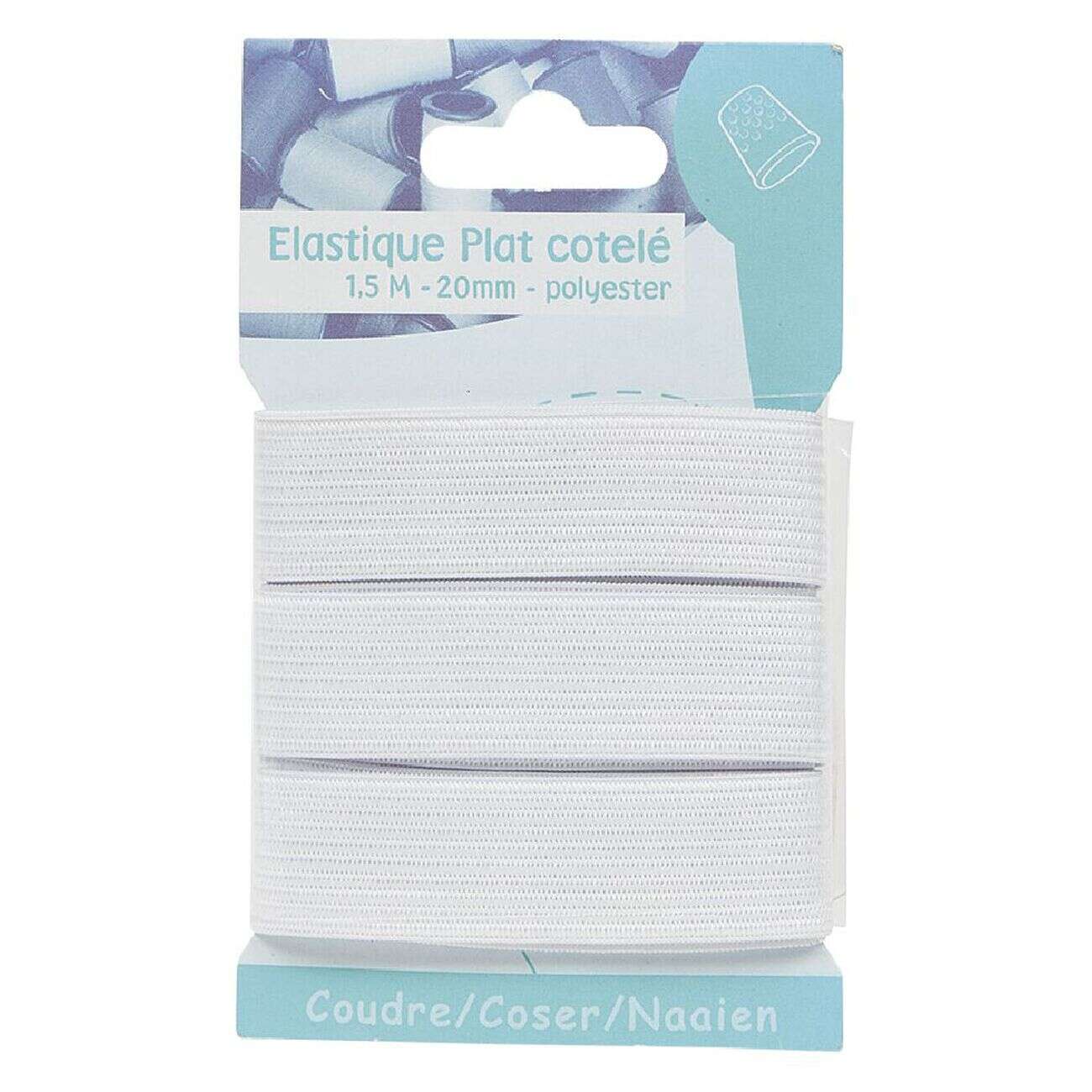 Élastique maille blanc L.2 m