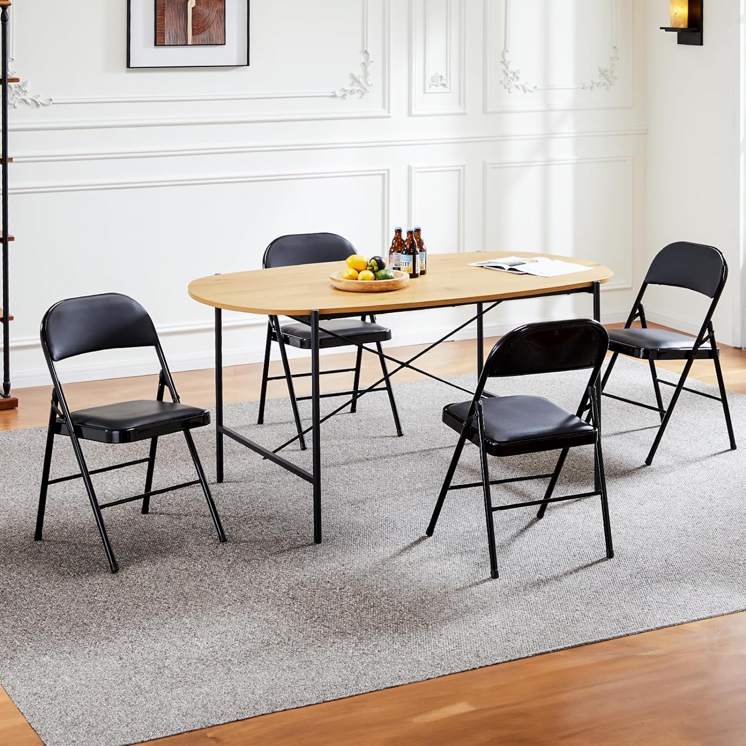 Lot de 12 chaises pliantes Sweetcrispy, chaises pliantes rembourrées en cuir, chaises pliantes robustes en métal