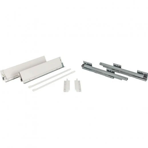Hardware Resources 164 mm Height x 450 mm Length Heavy Duty White Soft-Close Metal Drawer Box System With 10 mm Dowels - TA Screen Specialist, Inc.