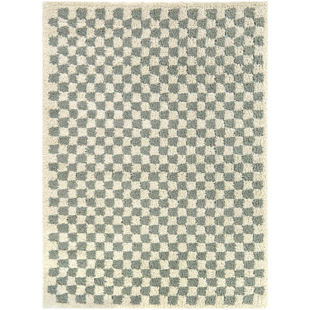 Walker Checkered Sage/Cream Shag Area Rug AllModern Rug Size: Runner 2'2