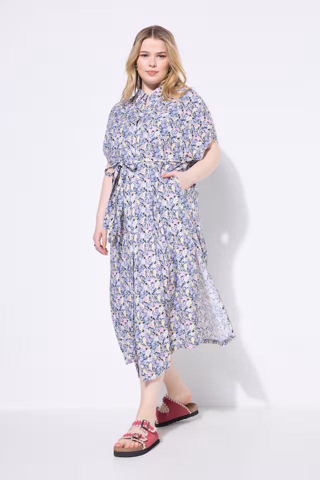Floral Print Tie Waist Maxi Dress