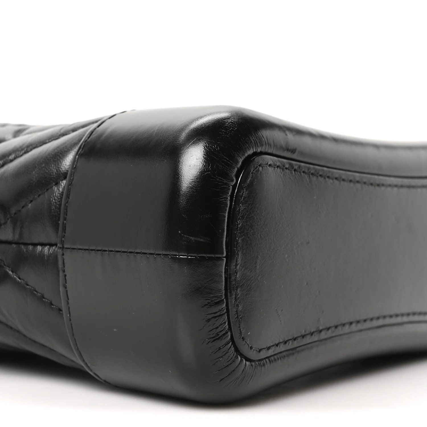 Aged Calfskin Chevron Quilted Small Gabrielle Hobo Black