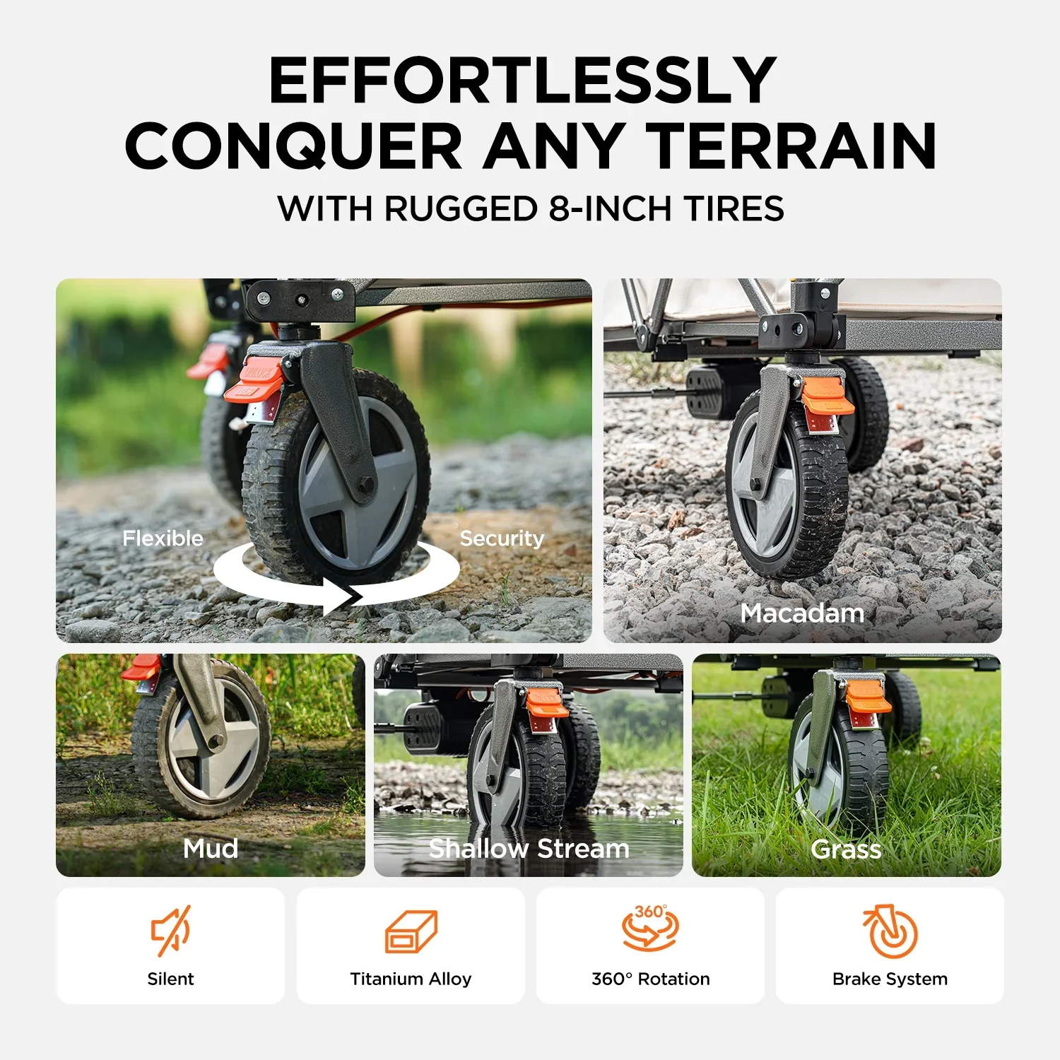 Litheli Electric Utility Wagon, Electric Drive, 200L, 8 Inch All Terrain Wheel, Foldable Wagon, With 4.0 Ah Battery, For Camping/Gardening/Shopping