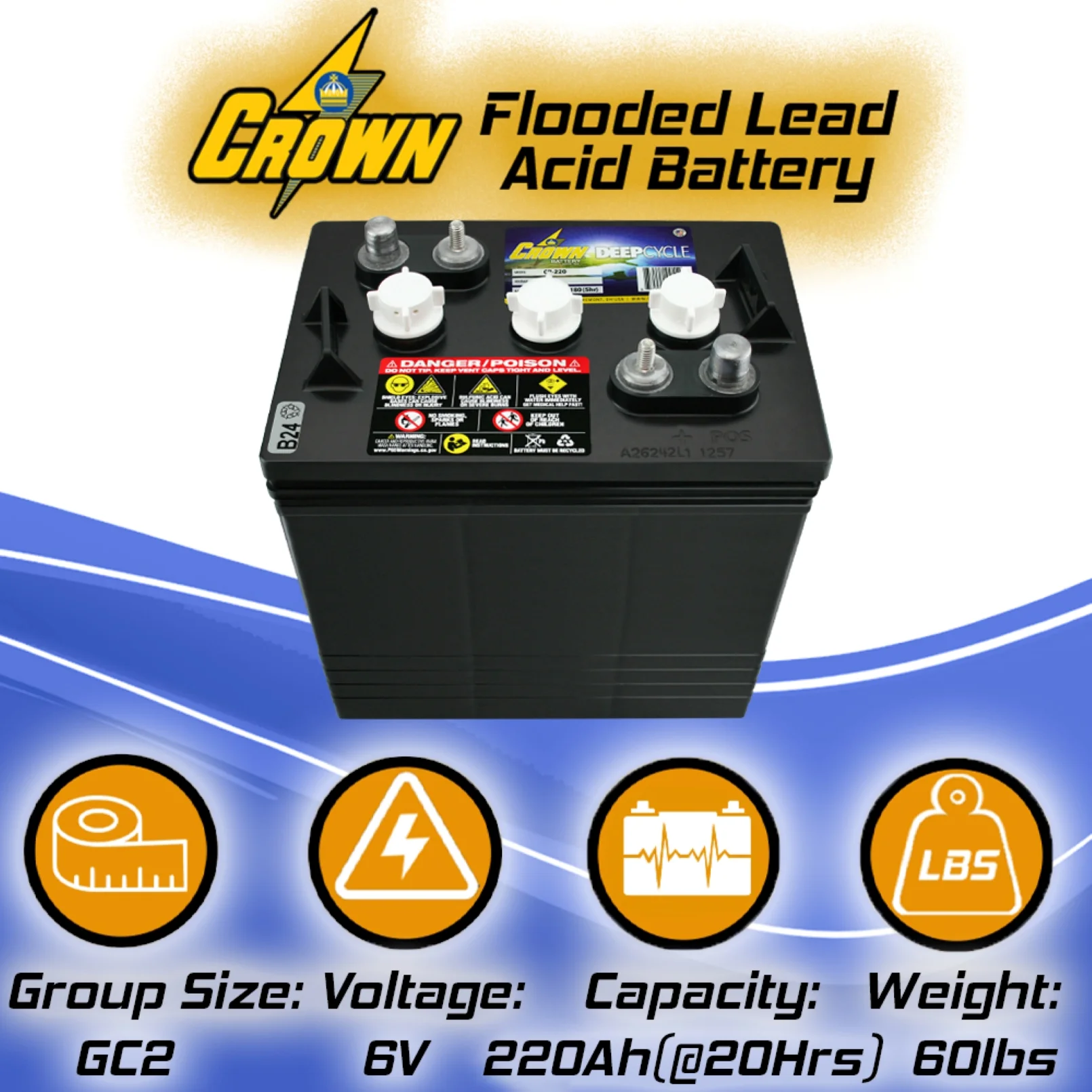 BCI Group GC2 6V 240AH Deep Cycle Golf Cart and Scrubber Battery X6 - Image 3