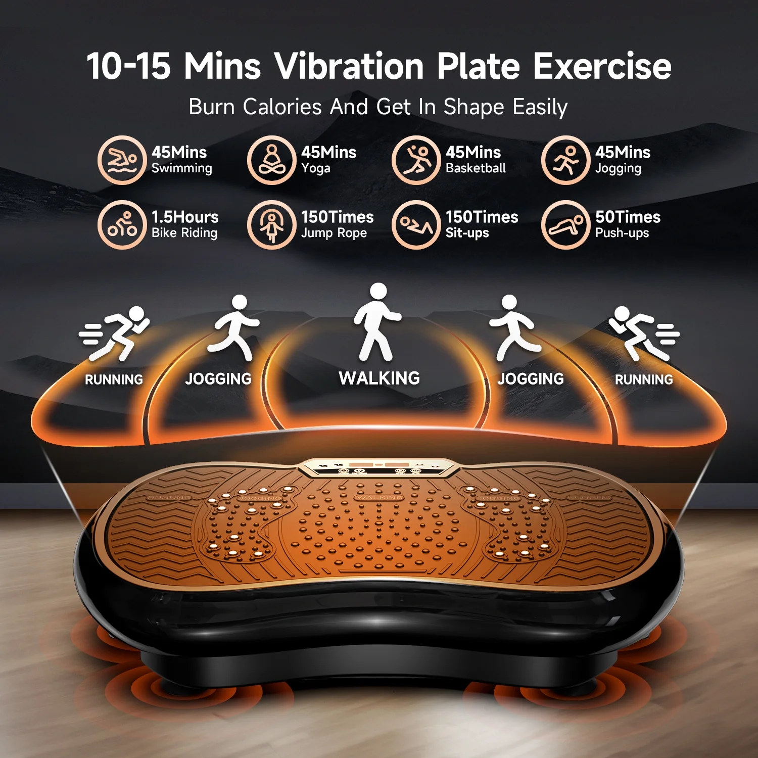 Full Body Vibration Plate Exercise Machine for Lymphatic Drainage, Muscle Toner with Bluetooth Massage Pedals, Workout Vibration Platform for Home Fitness 400lbs(Black) - Image 6