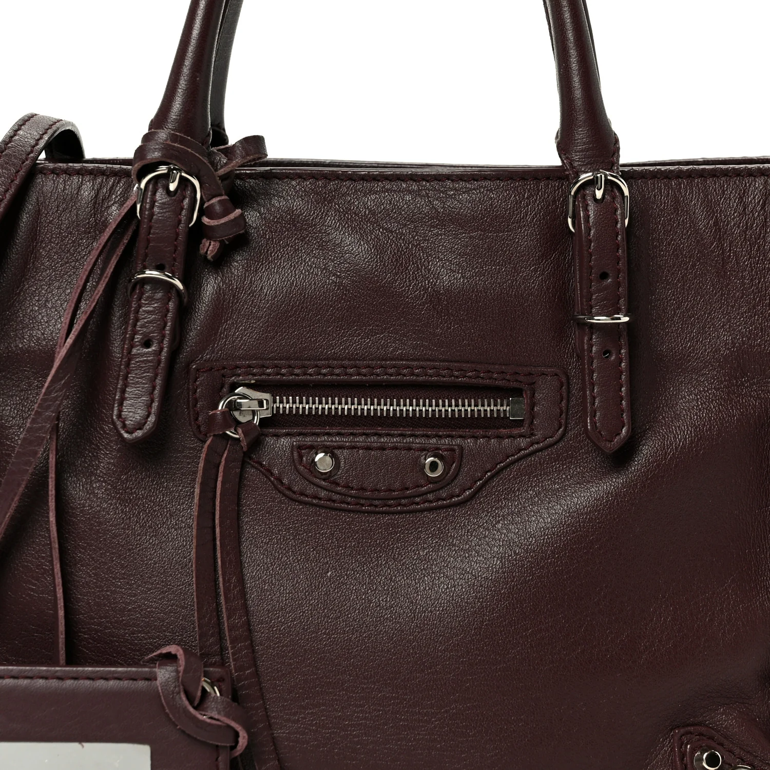 Calfskin Papier Mini A4 Zip Around Tote Rouge Aubergine