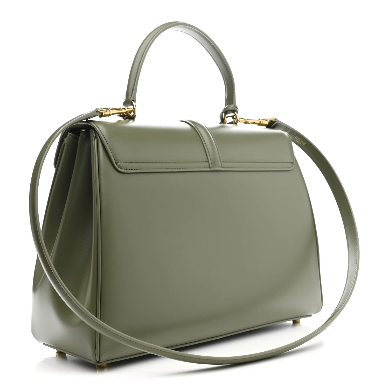 Satinated Calfskin Medium 16 Top Handle Bag Sage